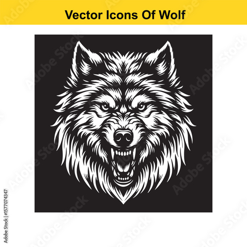 Wolf Head Vector Illustration – Fierce Animal Logo or Emblem Design