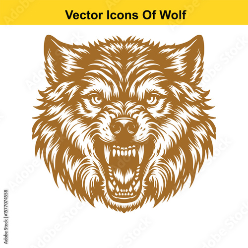 Wolf Head Vector Illustration – Fierce Animal Logo or Emblem Design