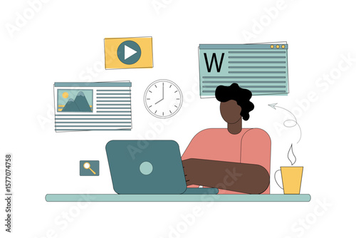 Work remotely. Freelancing. Copywriter. Journalist. Designer. Work at home.eps