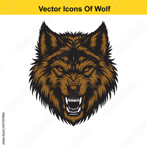Wolf Head Vector Illustration – Fierce Animal Logo or Emblem Design