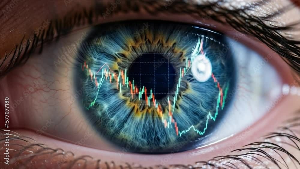 Financial Vision Eye with Stock Market Chart Reflection, Symbolizing Investment Insight and Market Analysis for Smart Trading Decisions