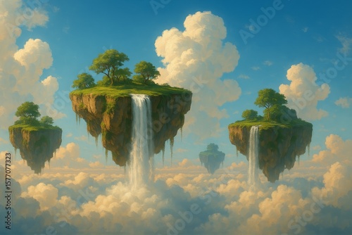 Floating Islands with Waterfalls in the Sky
