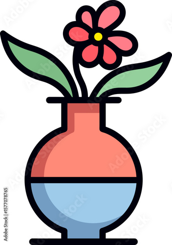 Floral Vase: A Botanical Still Life Illustration for Home Decor