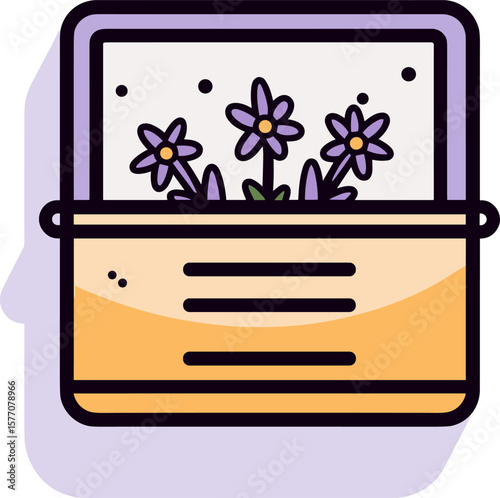 Charming Flower Pot Illustration: A Burst of Floral Delight