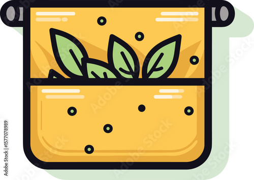 Vibrant Juice Box with Fresh Green Leaves Illustration