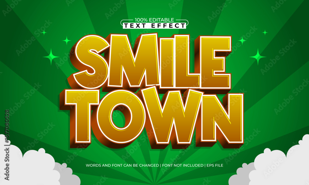 Obraz premium smile town editable text effect with a kids and play text style