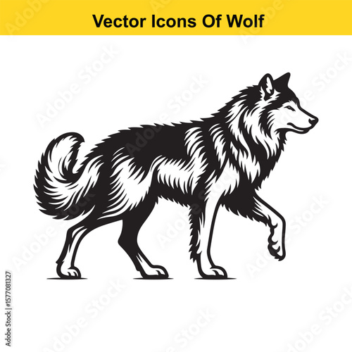 Walking Wolf Vector Silhouette – Wild Animal in Motion for Nature and Outdoor Designs