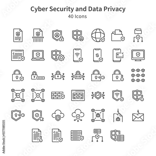 cyber security and data privacy icons collection