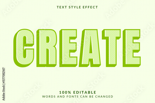 Editable Green Bold Text Effect with Halftone Detail in Retro Style