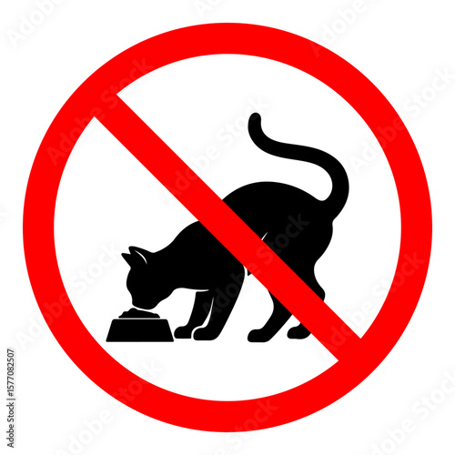 no feed the cat icon sign symbol, no feeding animals sign, isolated on white background