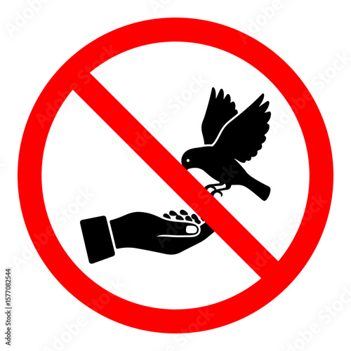 no feed the bird icon sign symbol, no feeding animals sign, isolated on white background