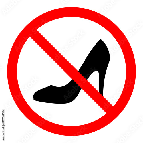 no high heels prohibition sign indicating footwear restriction