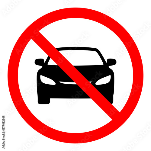 prohibited parking icon, no parking sign, isolated on white background