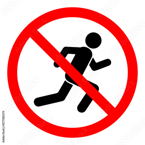 prohibited running icon, no running sign, isolated on white background