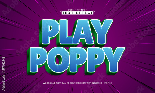 play poppy editable text effect with a kids and play text style