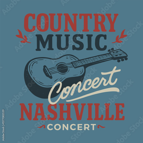Country Music Concert Nashville Guitar Retro Poster T-Shirt Graphic