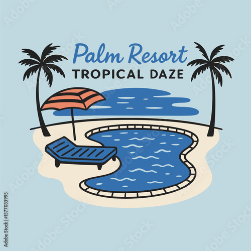 Palm resort tropical daze poolside chill vacation t-shirt design