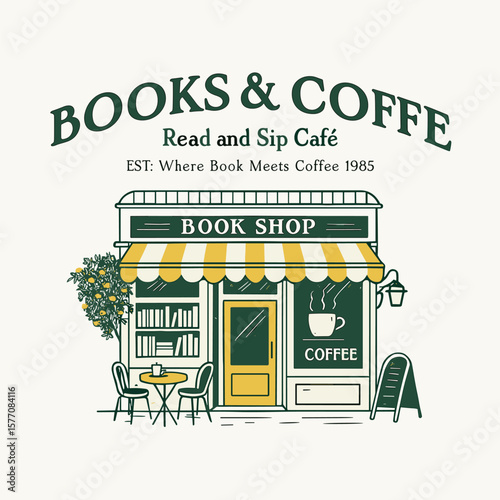 Books and coffee bookstore and cafe vector reading t-shirt print