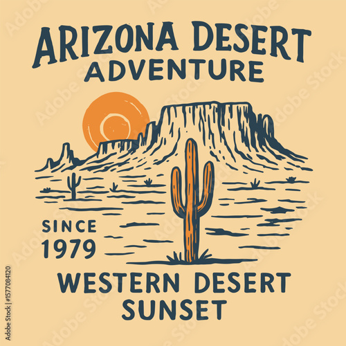 Arizona desert adventure sunset landscape retro wild t-shirt graphic