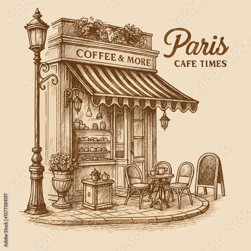 Paris cafe coffee shop sketch vintage outdoor seating t-shirt design
