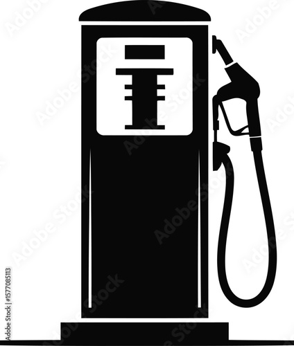 Silhouette of Gas Pump with Fuel Nozzle Vector Illustration, Transparent Background.