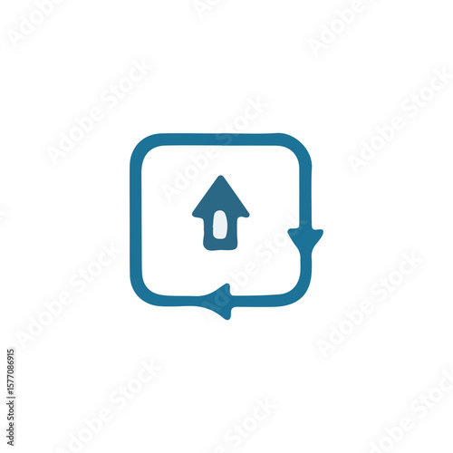 Circular arrow encompassing a house icon, symbolizing home relocation or upload.