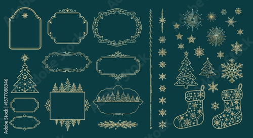 Elegant Holiday Ornament Collection Vector Ornaments and Frames for Christmas and New Year Designs