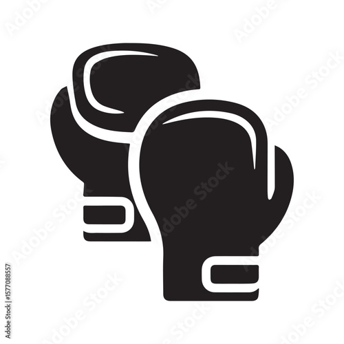 Boxing Gloves Silhouette Icon Fight Equipment Training Punch Sport