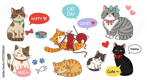 Adorable Cartoon Cats Illustration for Cat Lovers A Cute Collection for Designs and Crafts