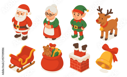 Santa's festive icon set for christmas design and decoration projects