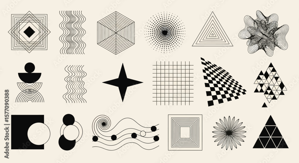 Fototapeta premium Geometric Elements Collection Abstract Shapes and Graphic Design Assets