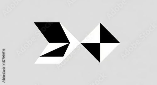 Free Download Geometric Abstract Design with Black and White Elements on a Light Gray Background - GFXLoad