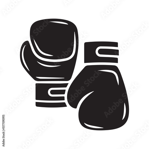 Boxing Gloves Silhouette Icon Fight Equipment Training Punch Sport