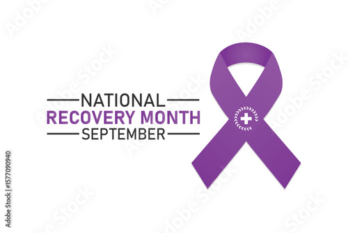 National Recovery Month Purple Ribbon Health Support Awareness