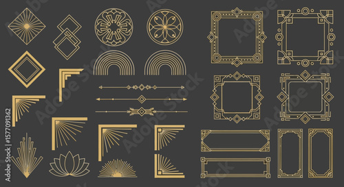Elegant Art Deco Vector Set Geometric Frames and Design Elements for Sophisticated Creative Projects