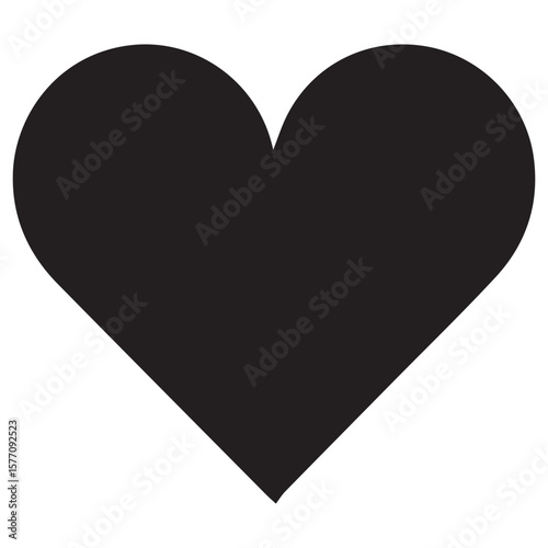A simple bold solid black heart shape isolated on a clean white background representing love romance and affection