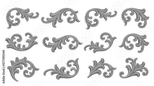 Ornate scrollwork flourishes decorative ornamental