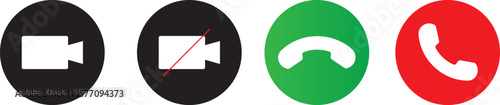Phone calling icon vector set. Microphone symbol, Video call icons, Mute play symbol, web and button icons. vector symbol
