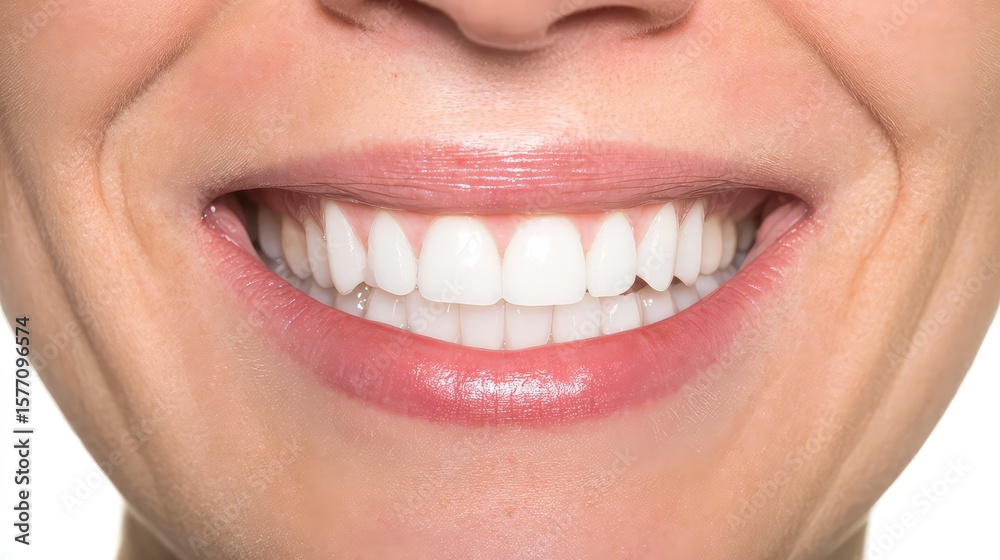 Fototapeta premium A close-up of bright, healthy white teeth with a clean and radiant smile.