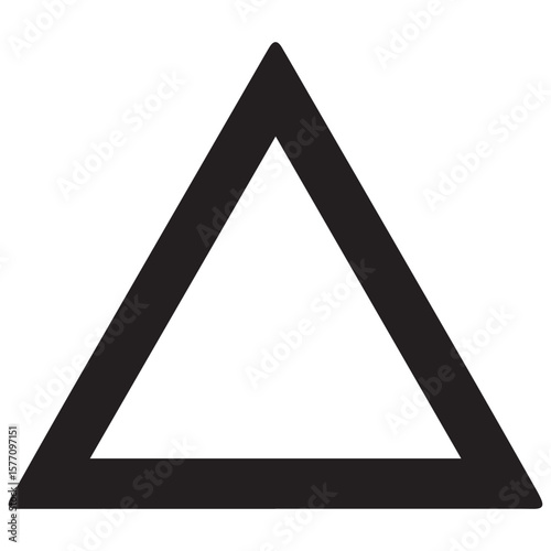 A bold black triangle outline on a clean white background symbolizing concepts of stability structure and geometric design