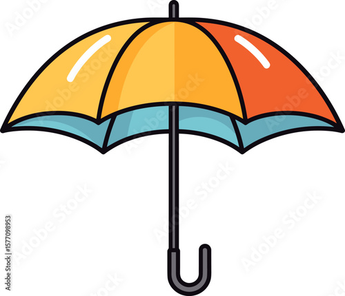 Vibrant Umbrella Illustration for Weather Protection and Design