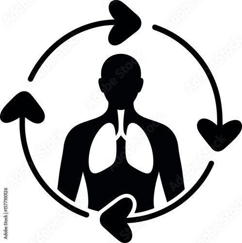 Breathwork Diagrams silhouette on white background
