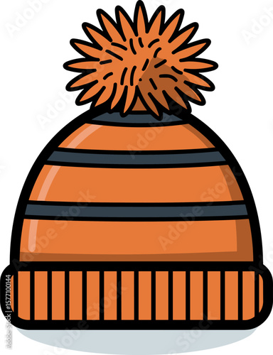 Stylish Orange Winter Hat with Pom Pom - Warm and Trendy Accessory