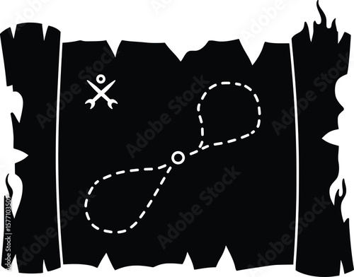 Adventure Map, Pirate Treasure, Ocean Quest, Vector Illustration, Nautical Theme, Aerial View, Fantasy Concept