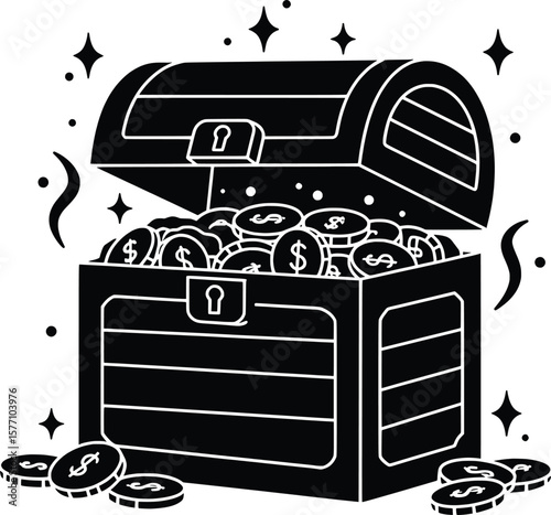 Vector Illustration of Riches, Adventure, and Discovery in a Bold Graphic Style
