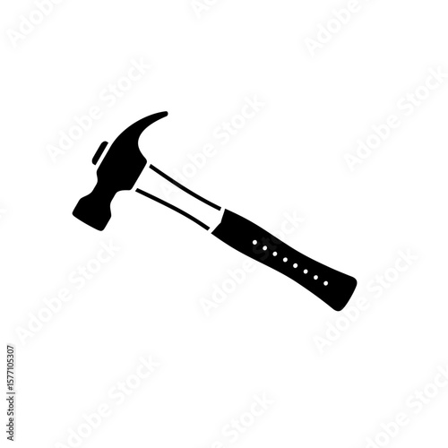 black and white vector illustration of a classic hammer