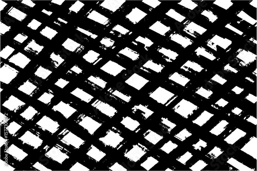 Grungy Diagonal Checkered Grid Pattern in Black and White for Modern Designs