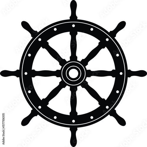 Maritime navigation wheel vector illustration