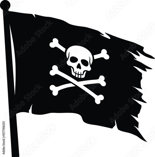 Pirate skull and crossbones flag vector illustration