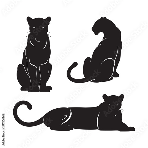 Black Panther Silhouette Vector Set 